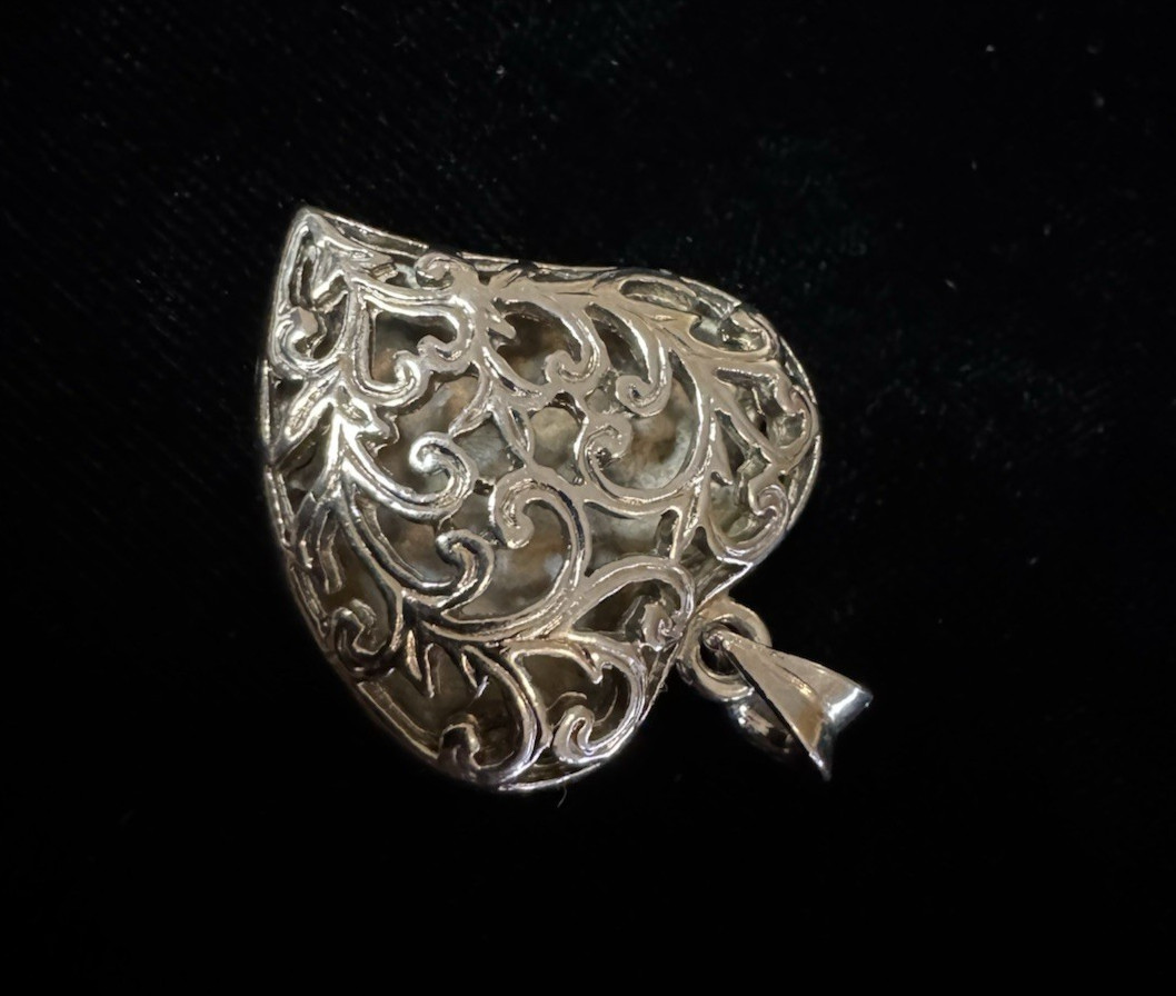 925 Sterling Silver Filigree Puff Heart Pendant Thailand Love Beauty FineJewelry