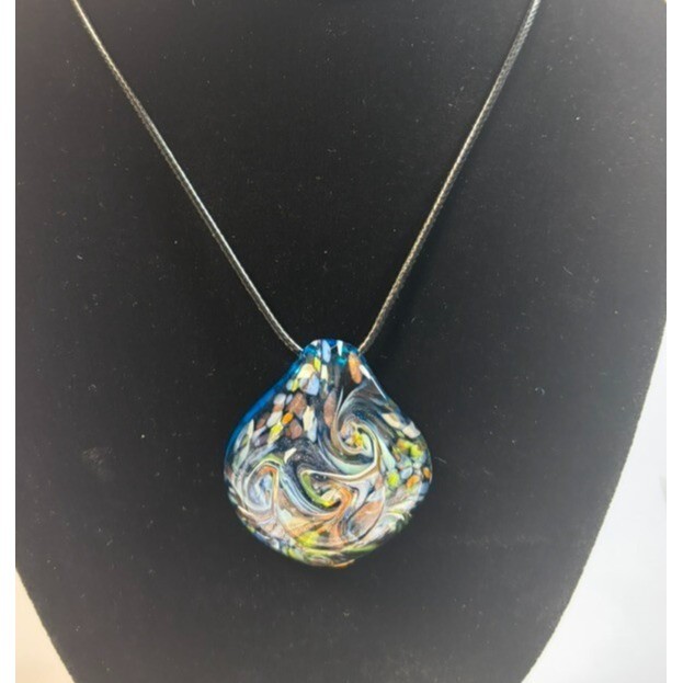Vintage Necklace Art Glass Boho Pendant 2000s Cord Retro Accessory Y2K Look