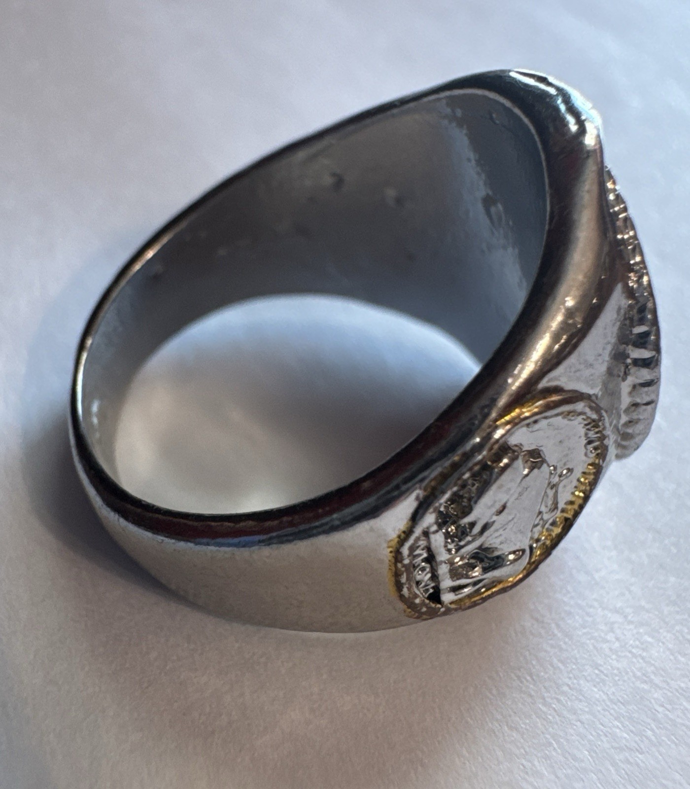 Vintage Sterling Silver Tone Men’s Buffalo Nickel Coin Signet Ring Size 10.5