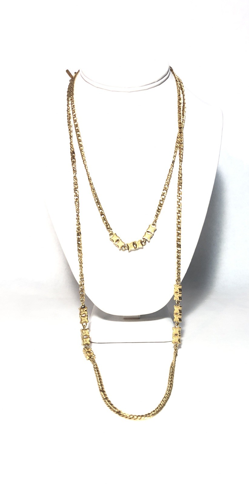 Vintage Monet Gold Tone Multi-Strand Long Wrap Necklace. 54” Long