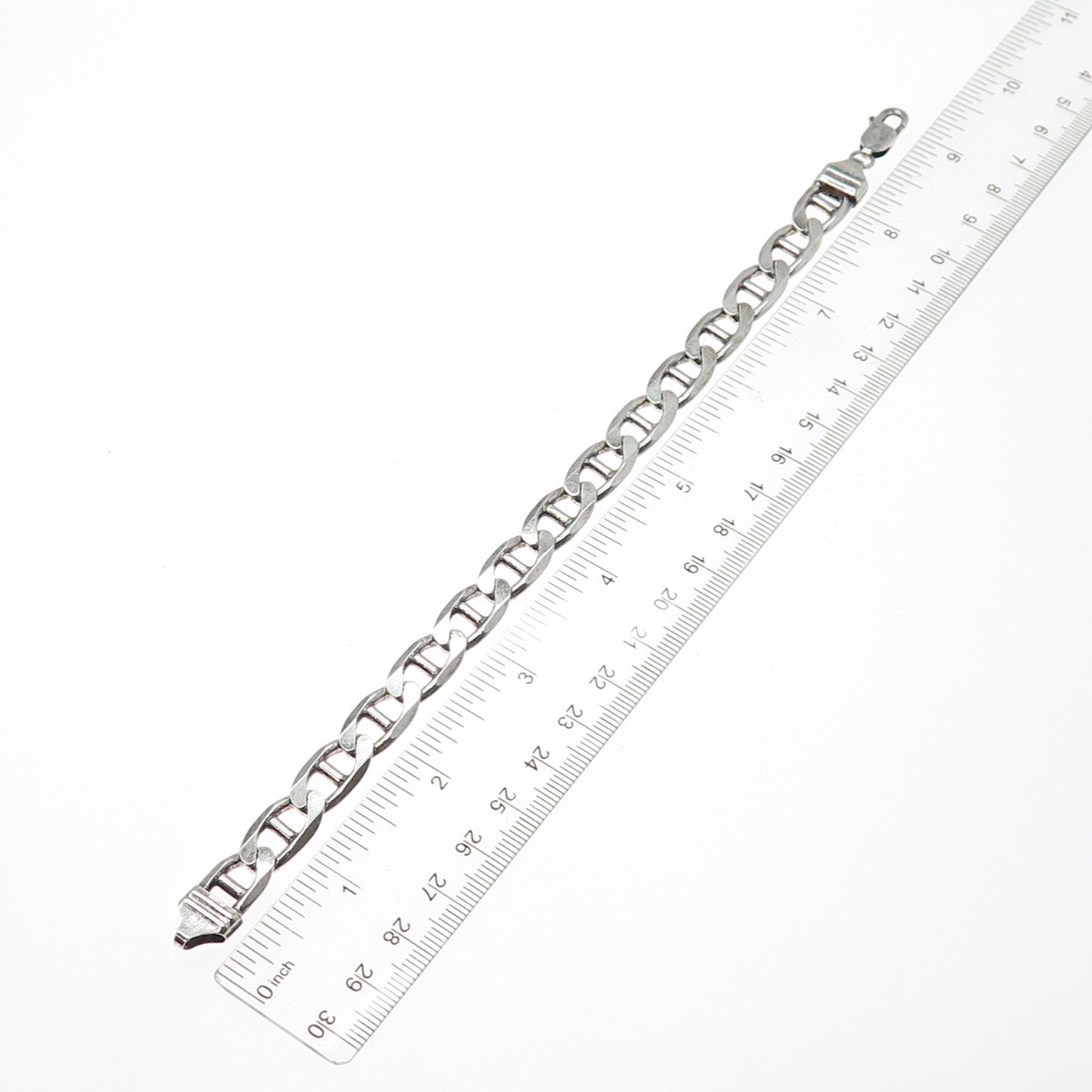 925 Sterling Silver Vintage Italy Anchor Mariner Link Bracelet 8.75″