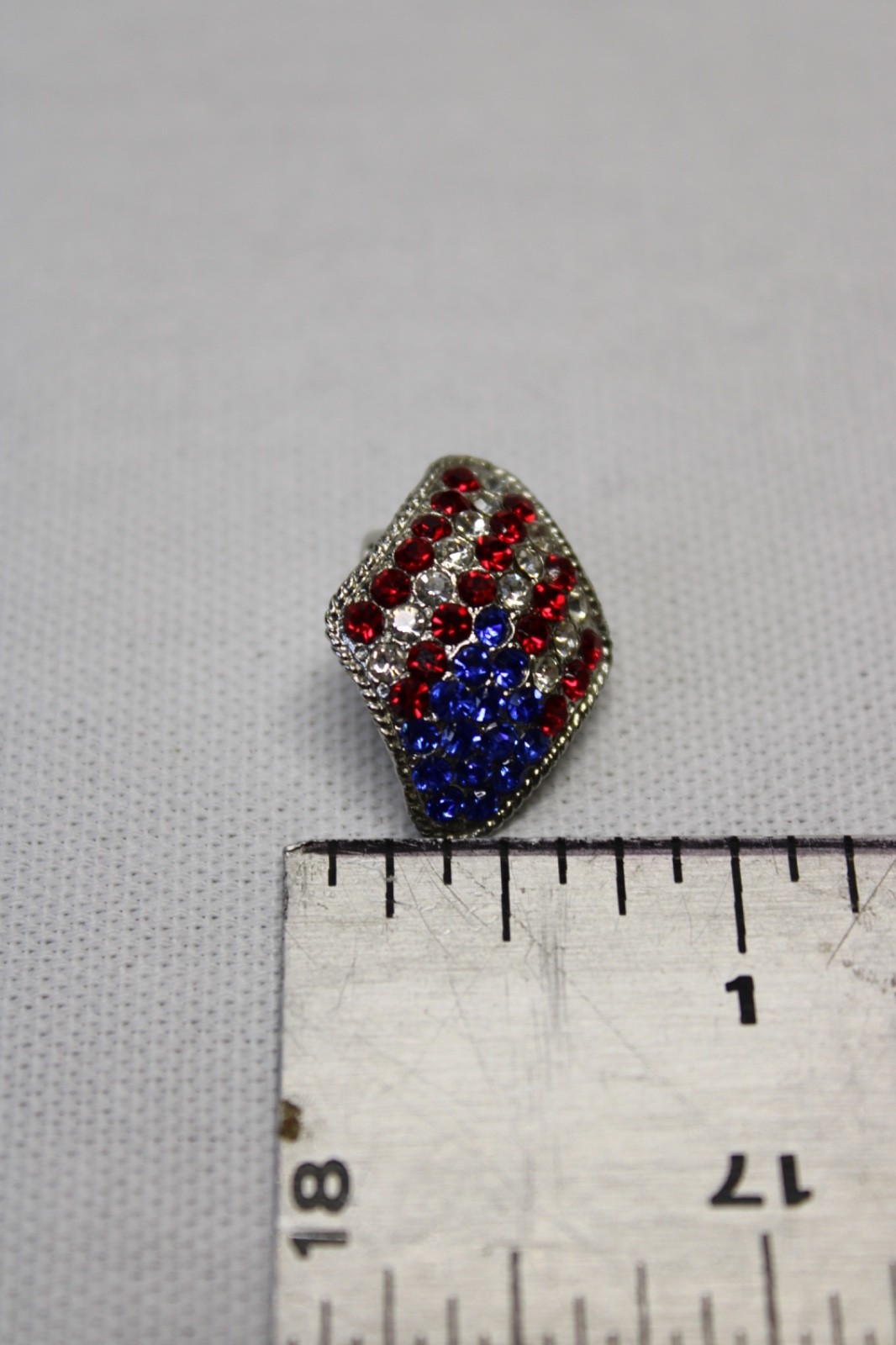 Patriotic Eagle Brooch & Flag Earrings Set Red White Blue Rhinestones USA 4th Ju
