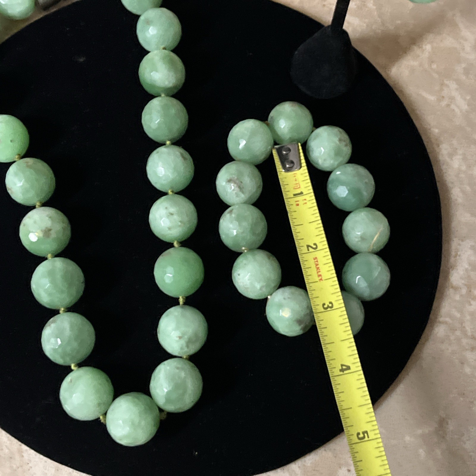 Vintage Estate Large Green Chrysoprase Beaded Necklace Bracelet Earrings Set