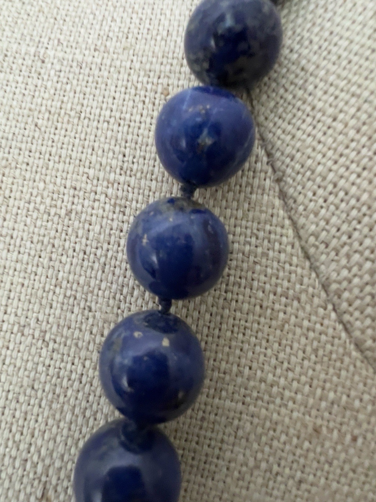 Vintage Lapis Lazuli and 14K Beads Hand Knotted 30” Necklace With Figural Beads