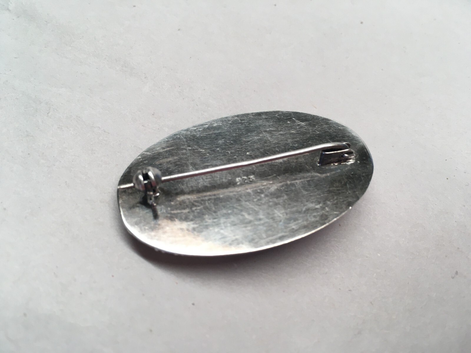 925 Sterling Silver Gold Wash 2 Tone Moonstone Brooch 1-5/8”