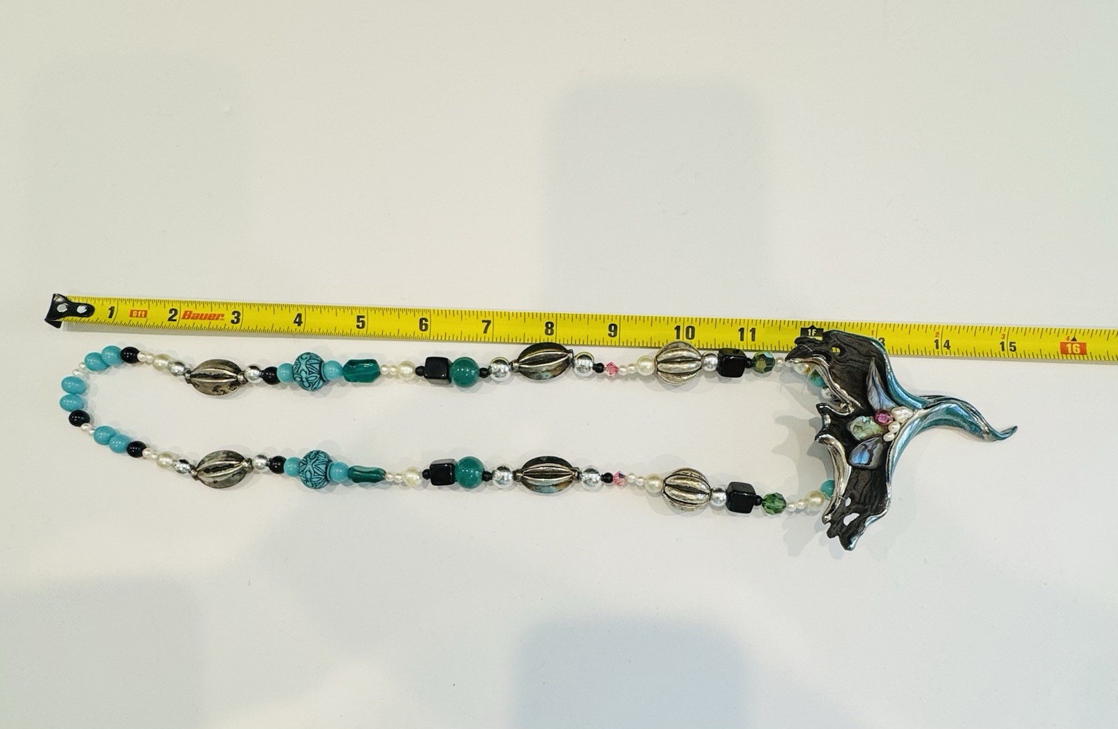 VTG Original by Mitchell Sculptural Necklace Amethyst Iridescent Turquoise OOAK