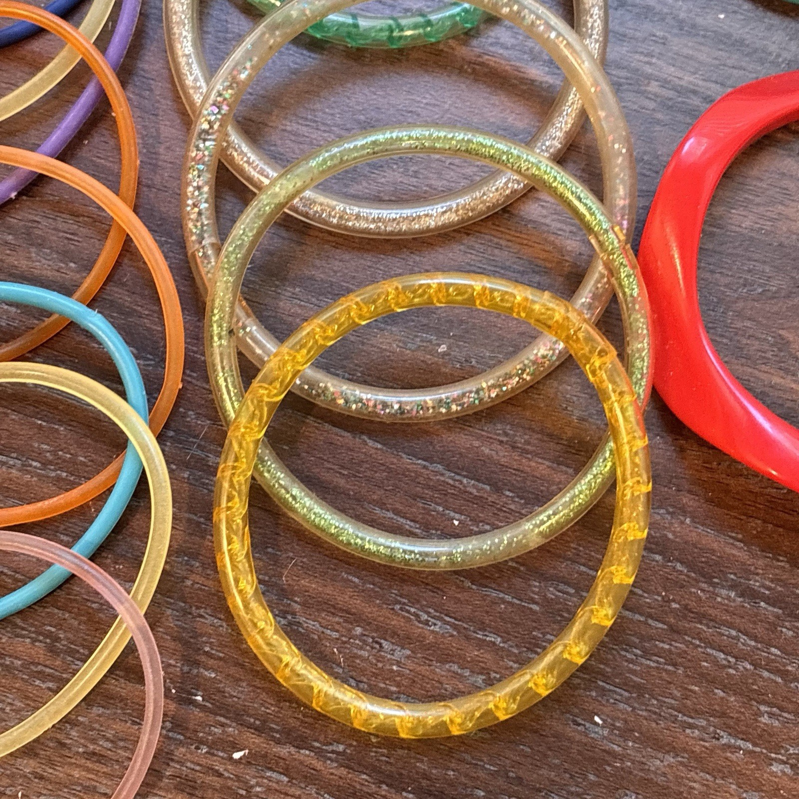 Vintage 1980s Jelly Bracelets Glitter Bangles Jelly Rings Lot Of 37 Pieces