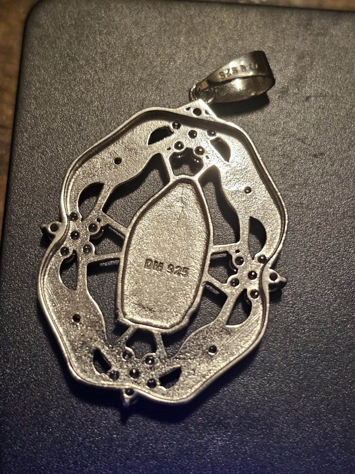Sterling Silver 925 Virgen Mary Pendant Floral.6.8 Grams