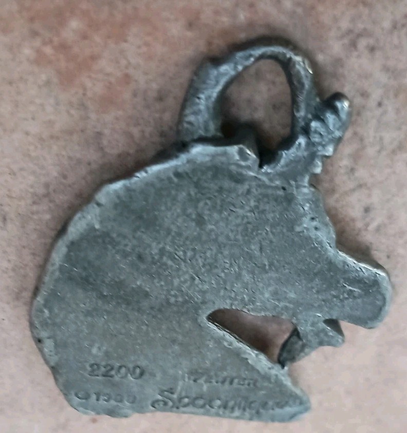 Vintage Unicorn Pendant Pewter By Spoontiques 1988 Marked 2200 1½” Silver- Grey