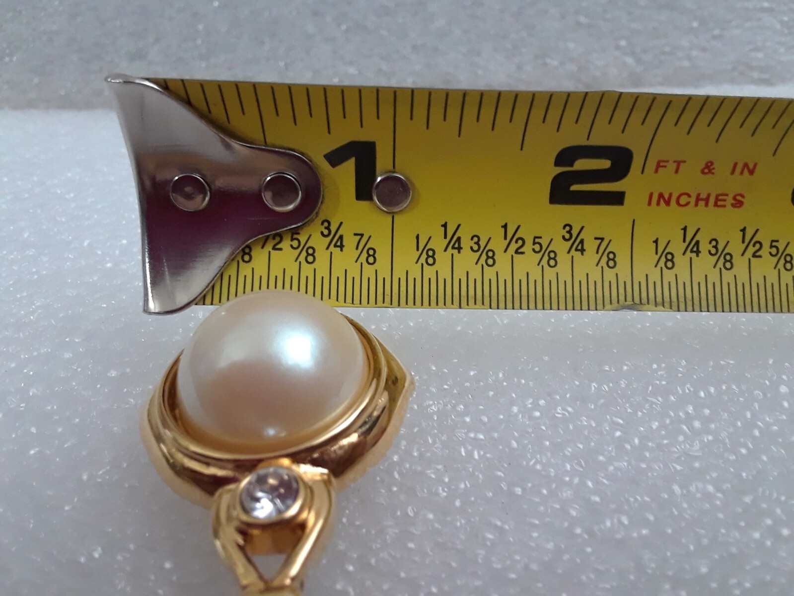 Monet Gold Tone Large Faux Pearl Bar Pin Brooch 4 in Long