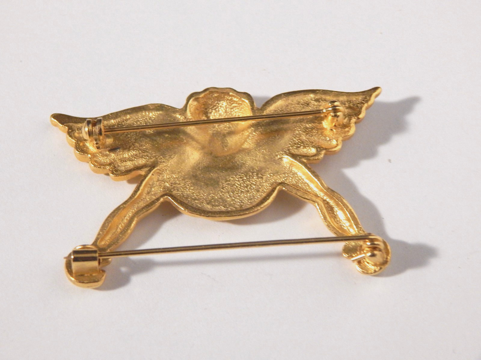 Cherub Angel Charm Brooch Wings Gold Tone Bar Gold Tone or Scarf Clip