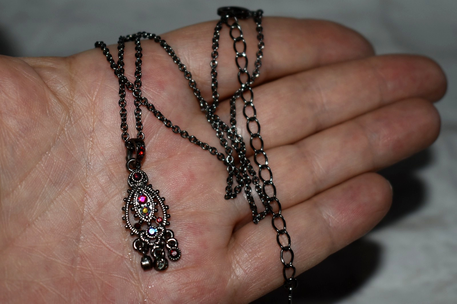 1928 Brand AB Red Rhinestones Necklace 16″ B1