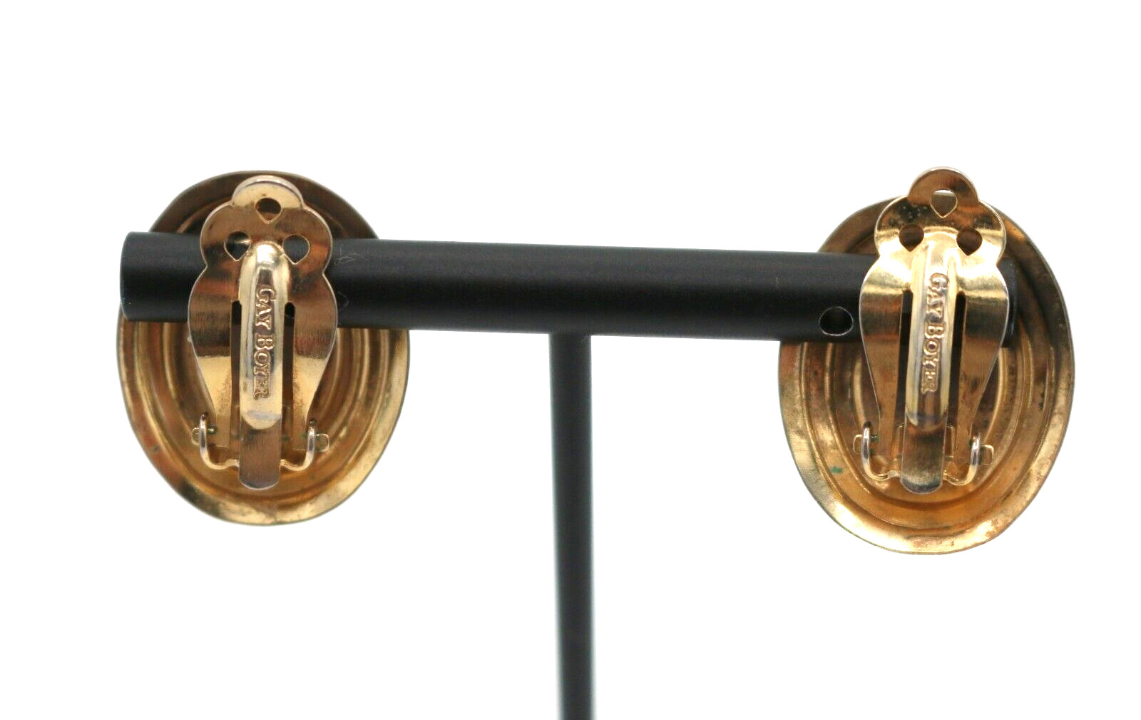 Vintage Gay Boyer Faux Blue Lapis Gold Tone Clip On Earrings