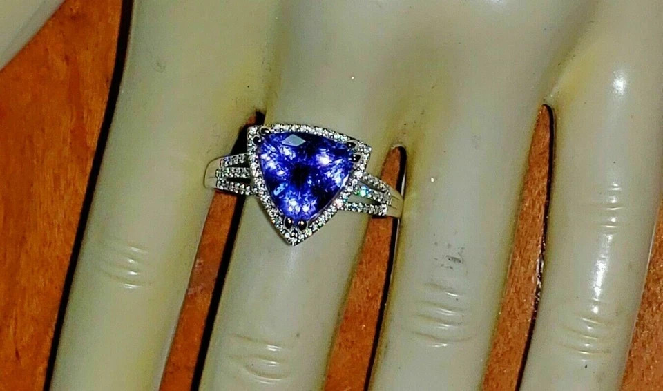 3Ct Art Deco Style Lab Created Diamond & Sapphire Wedding 14K White Gold FN Ring