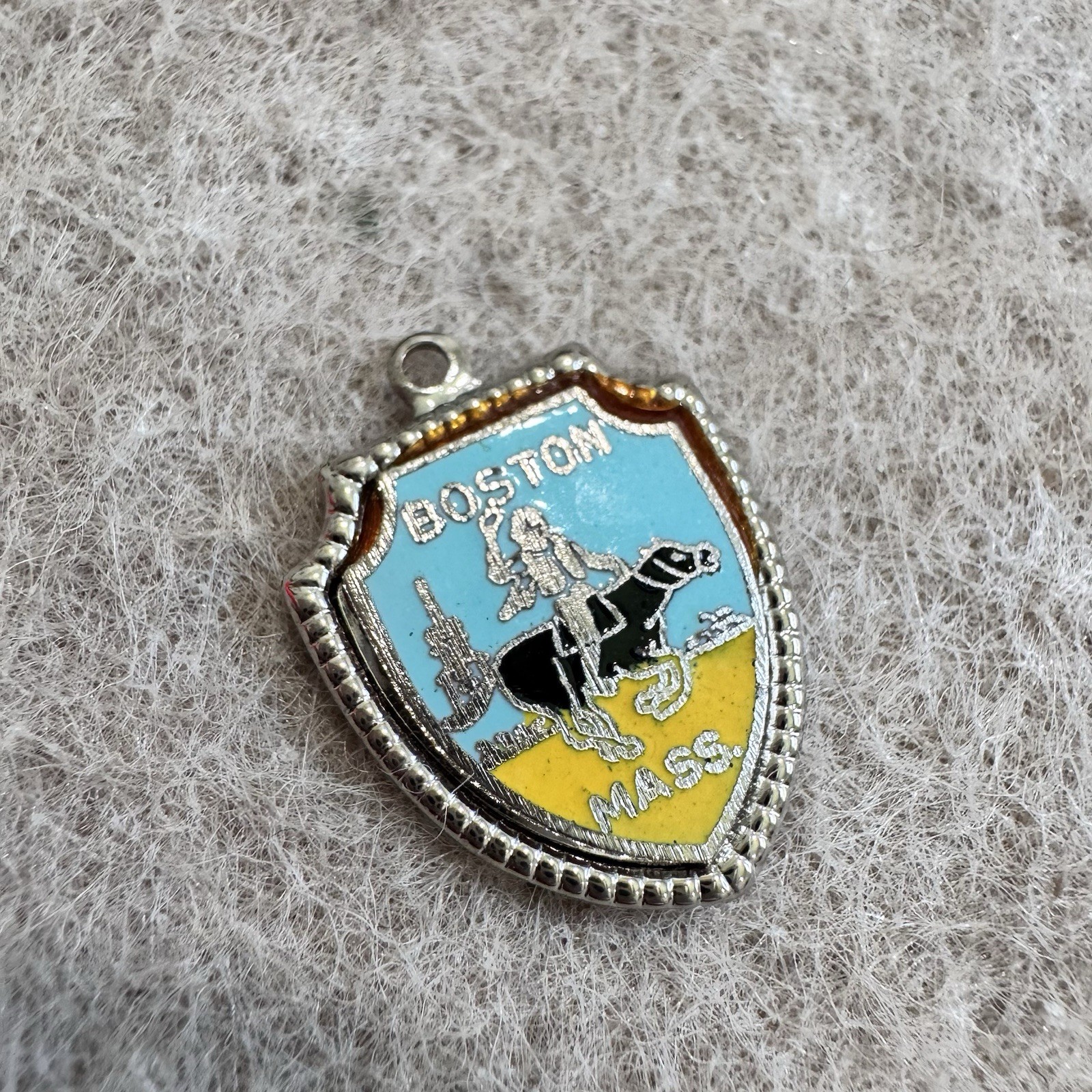 Vintage Sterling Silver Boston Massachusetts Charm Pendant Paul Revere Horseback