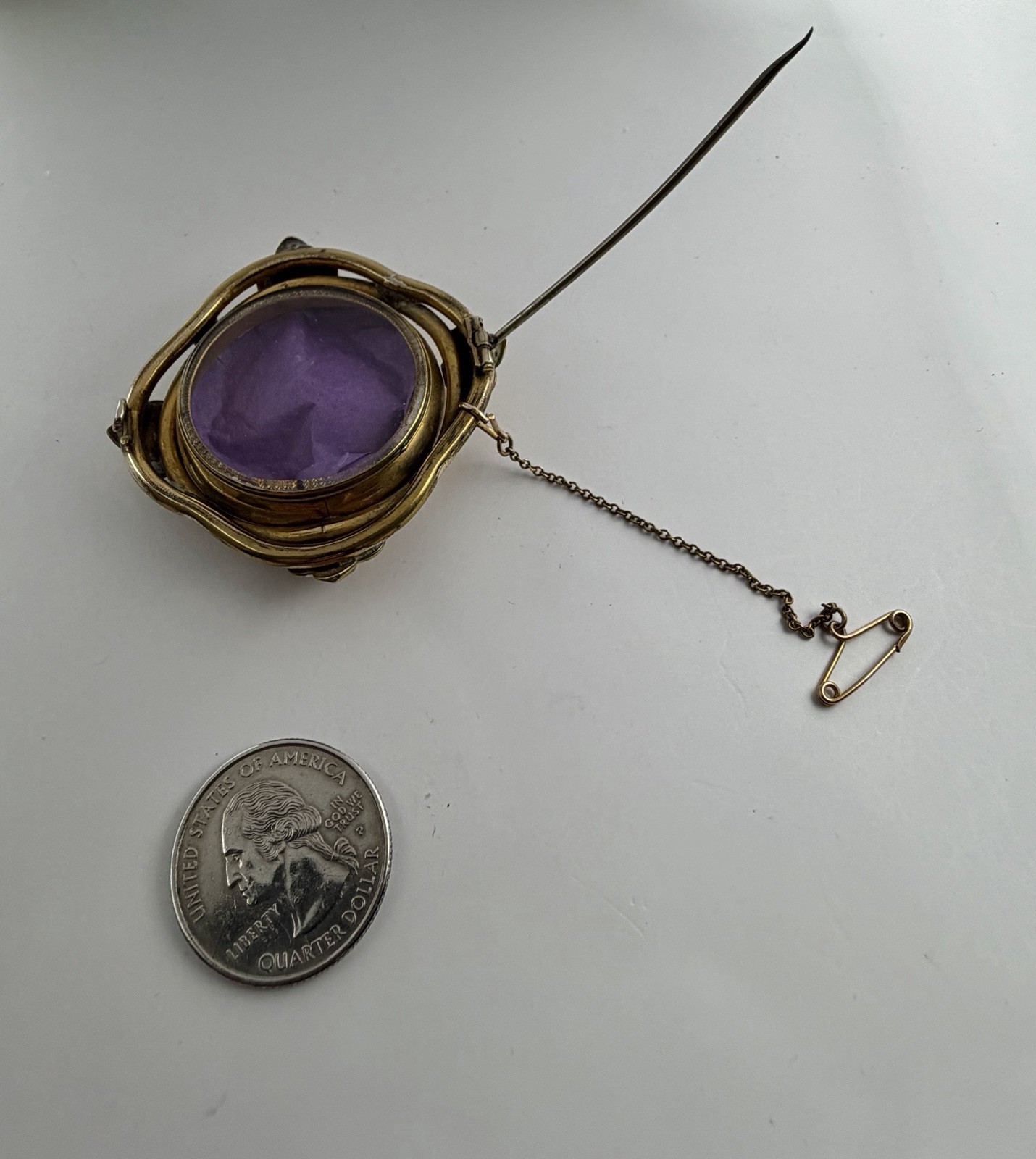 Victorian Hand Painted Georgian Lady Porcelain Portrait Frame Locket Brooch