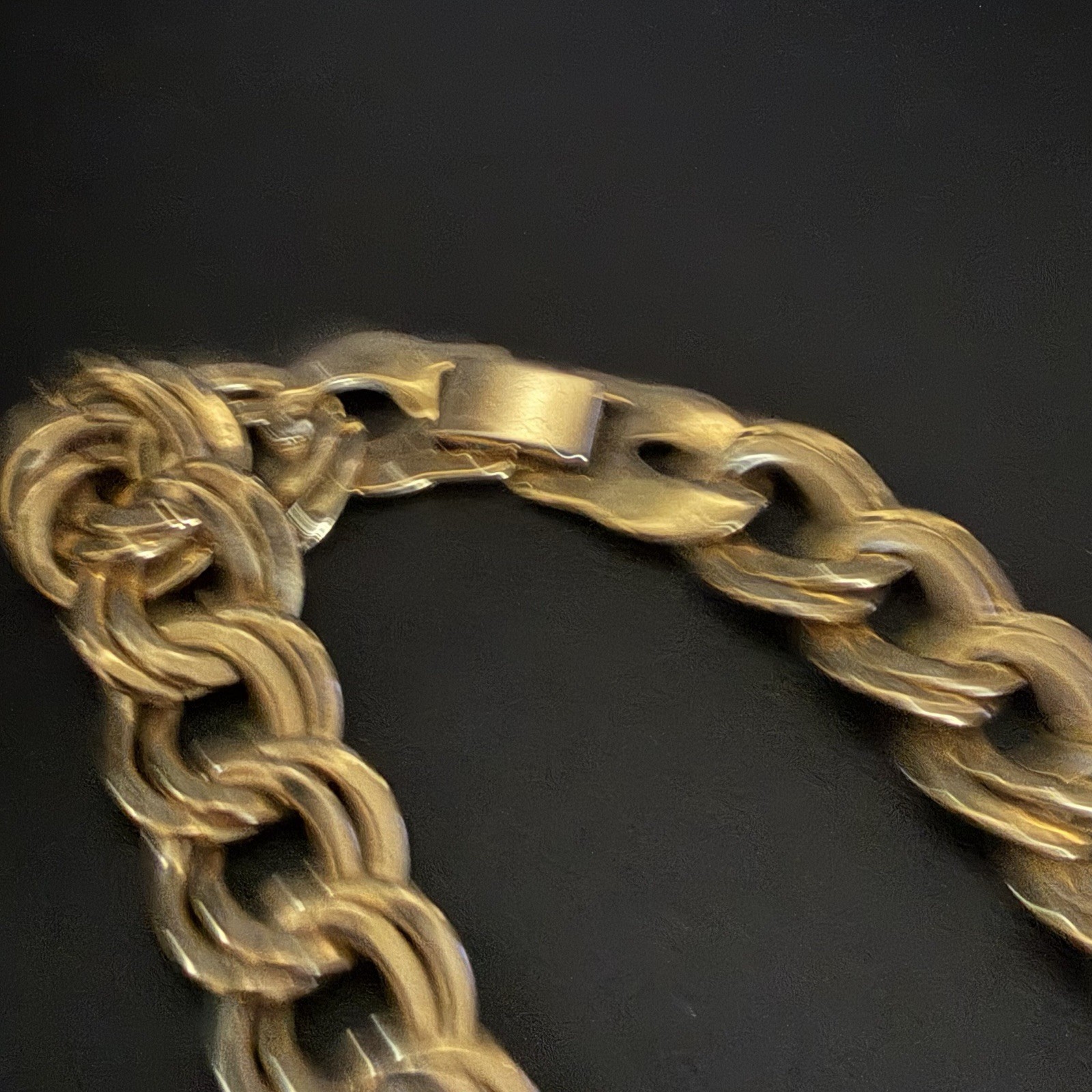 Vintage Gold Tone Necklace & Bracelet Set Double Link Polished Finish 18” 7”