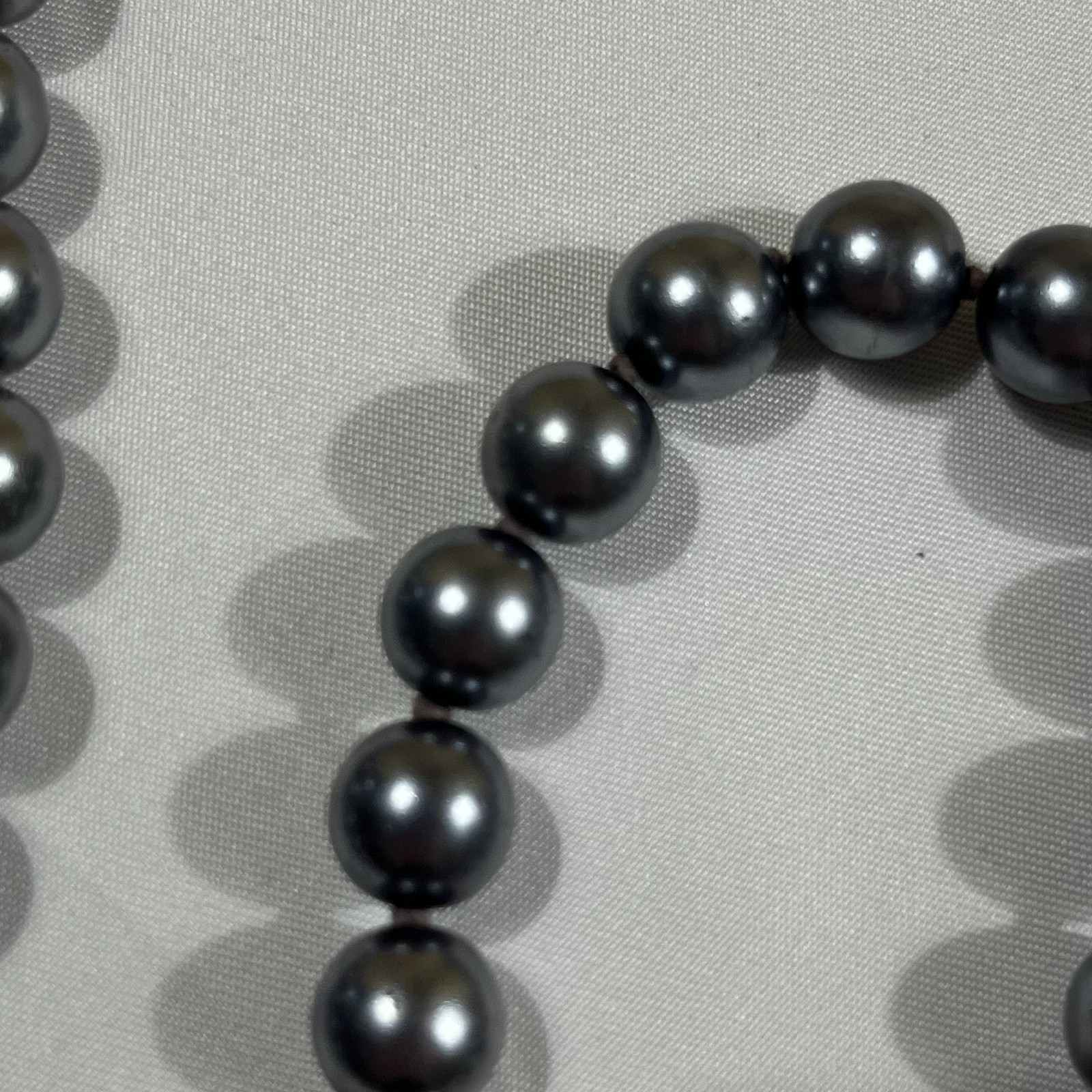 Dark Gray Pearl Strand Necklace and Bracelet Set Classic Elegant Goth Boho