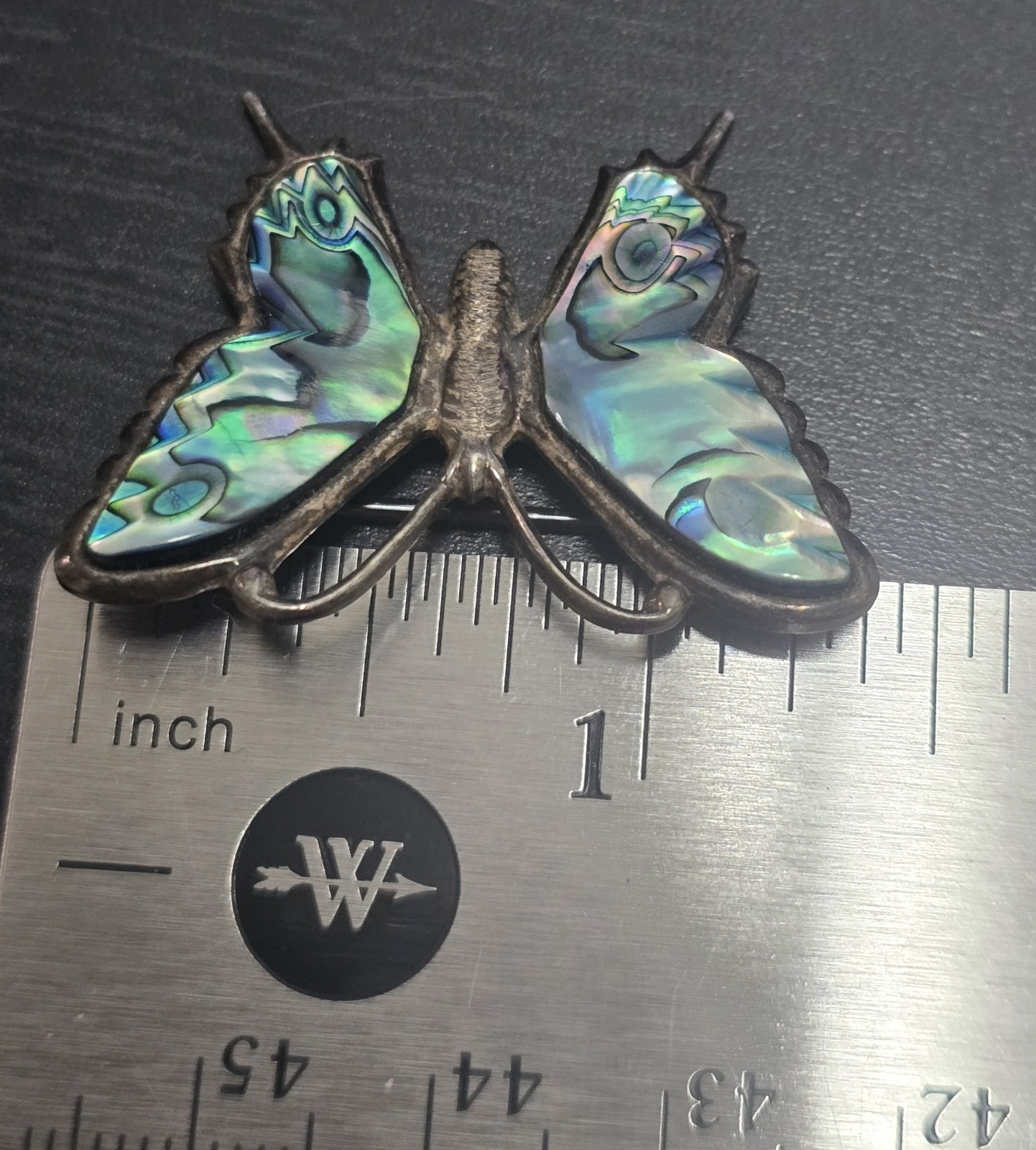 Signed Ataahua Sterling Silver Abalone Paua Shell Brooch