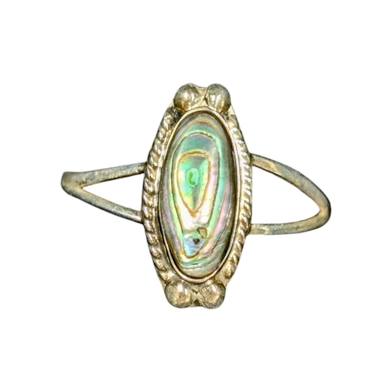 Vintage Alpaca Mexico Abalone Ring Size 6 Sterling Silver