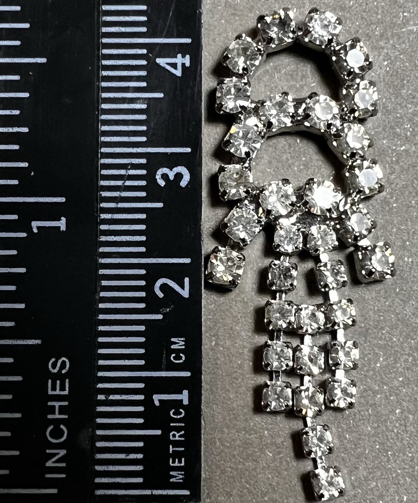 Stunning 1950’s Clear Rhinestone Dangle Drop Earrings Post Back