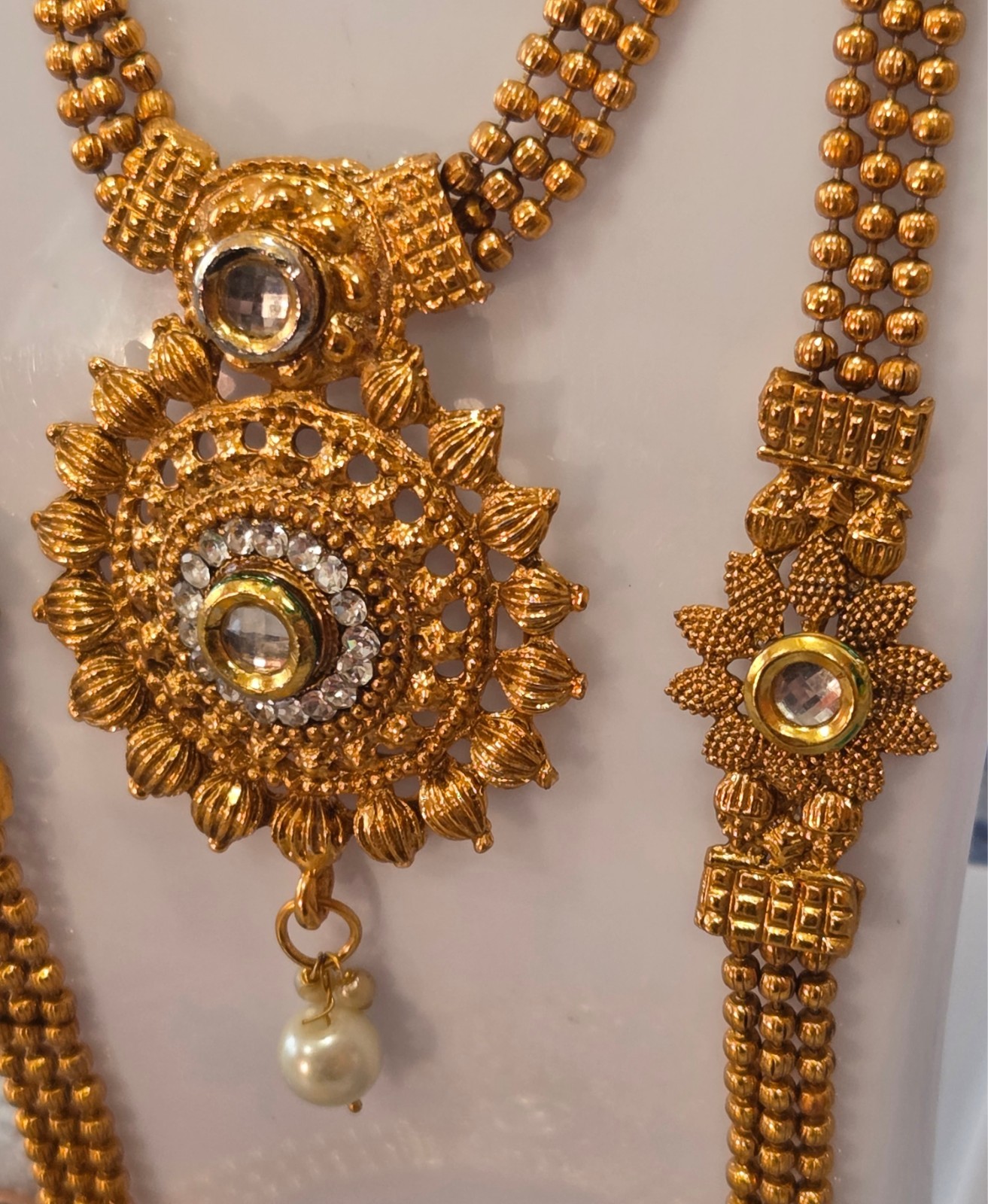 VINTAGE-RETRO Fabulous 22″ Gold South Indian Bridal Duel Necklace / Asian Haram