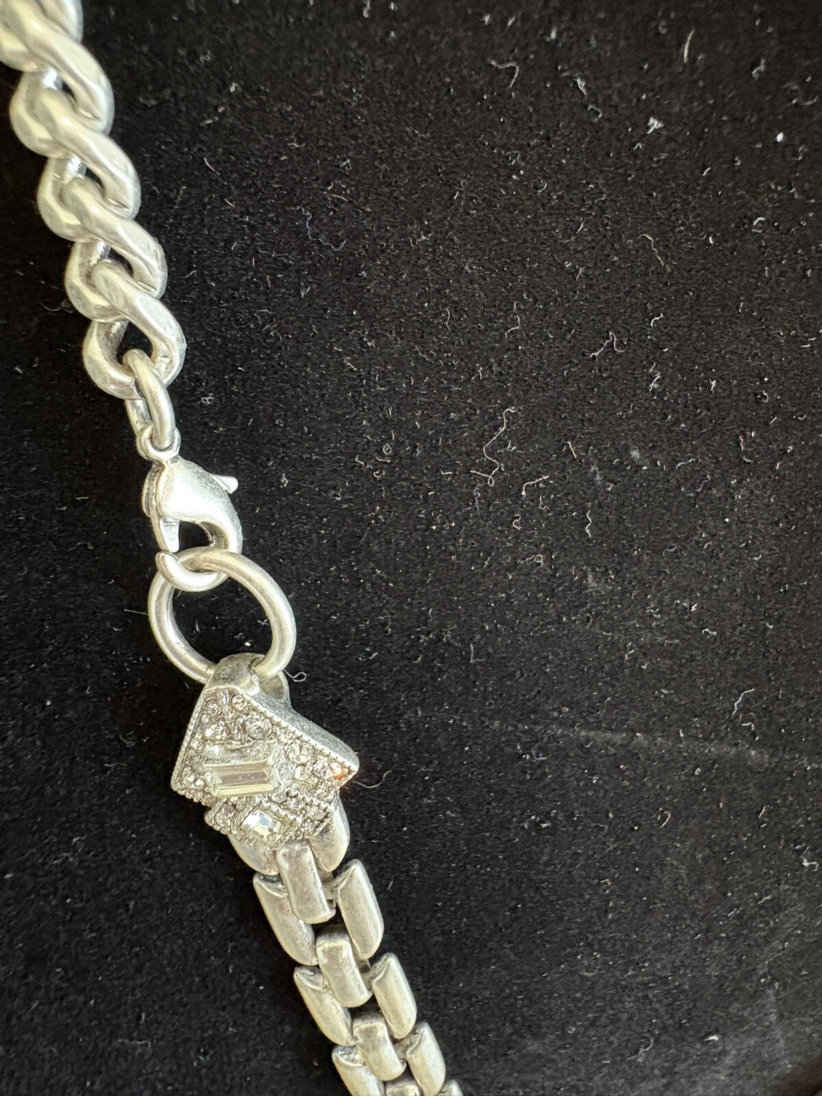 Stella & Dot Necklace Casablanca Rhinestone Silver Tone Convertible Pendant 18”