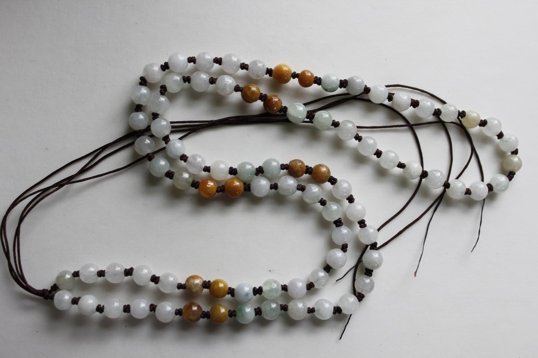 Hand Knotted String JADE Beads Necklace Thread Charm Pendant Jewelry Making #113
