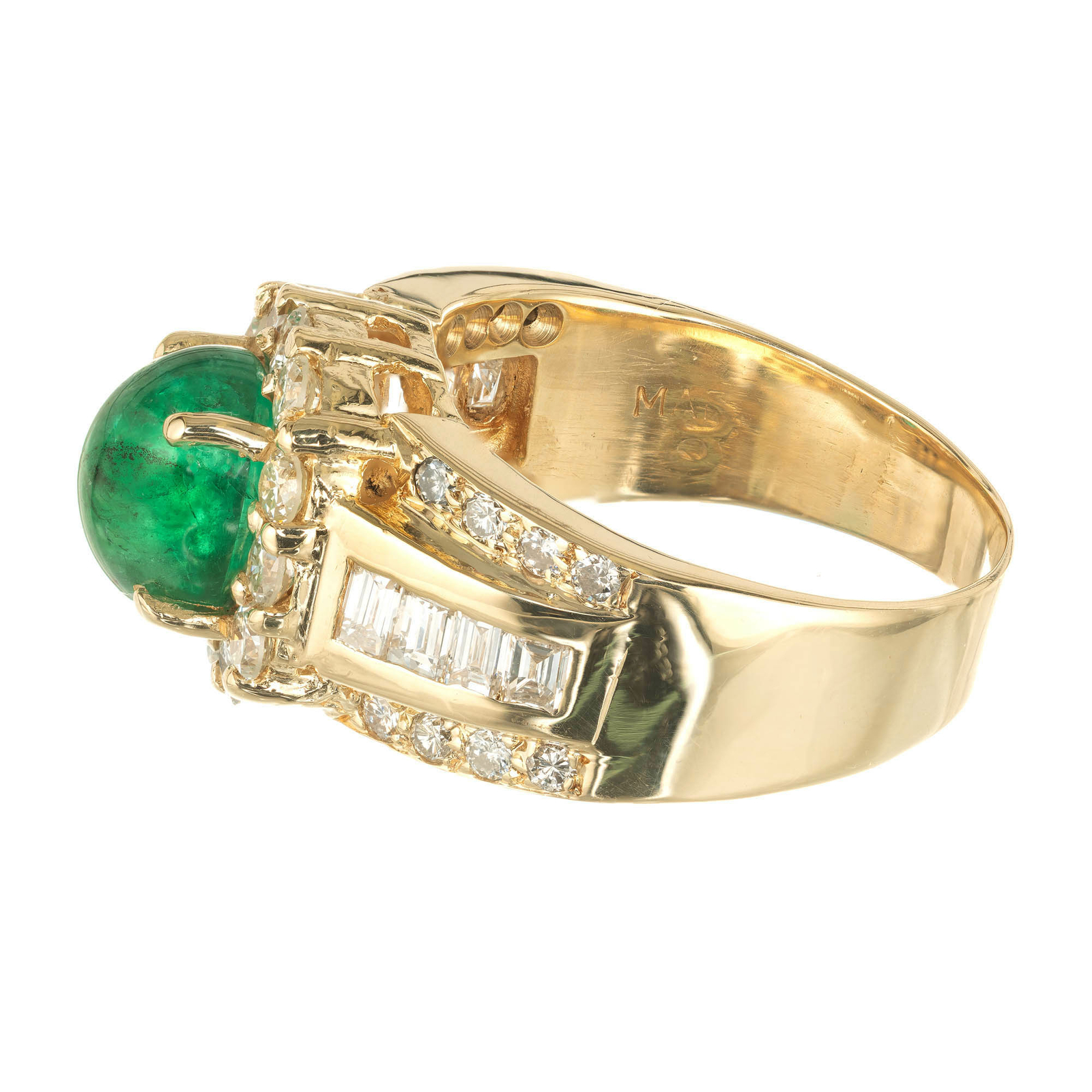 GIA Certified 2.80 Carat Emerald Diamond Gold Cocktail Ring