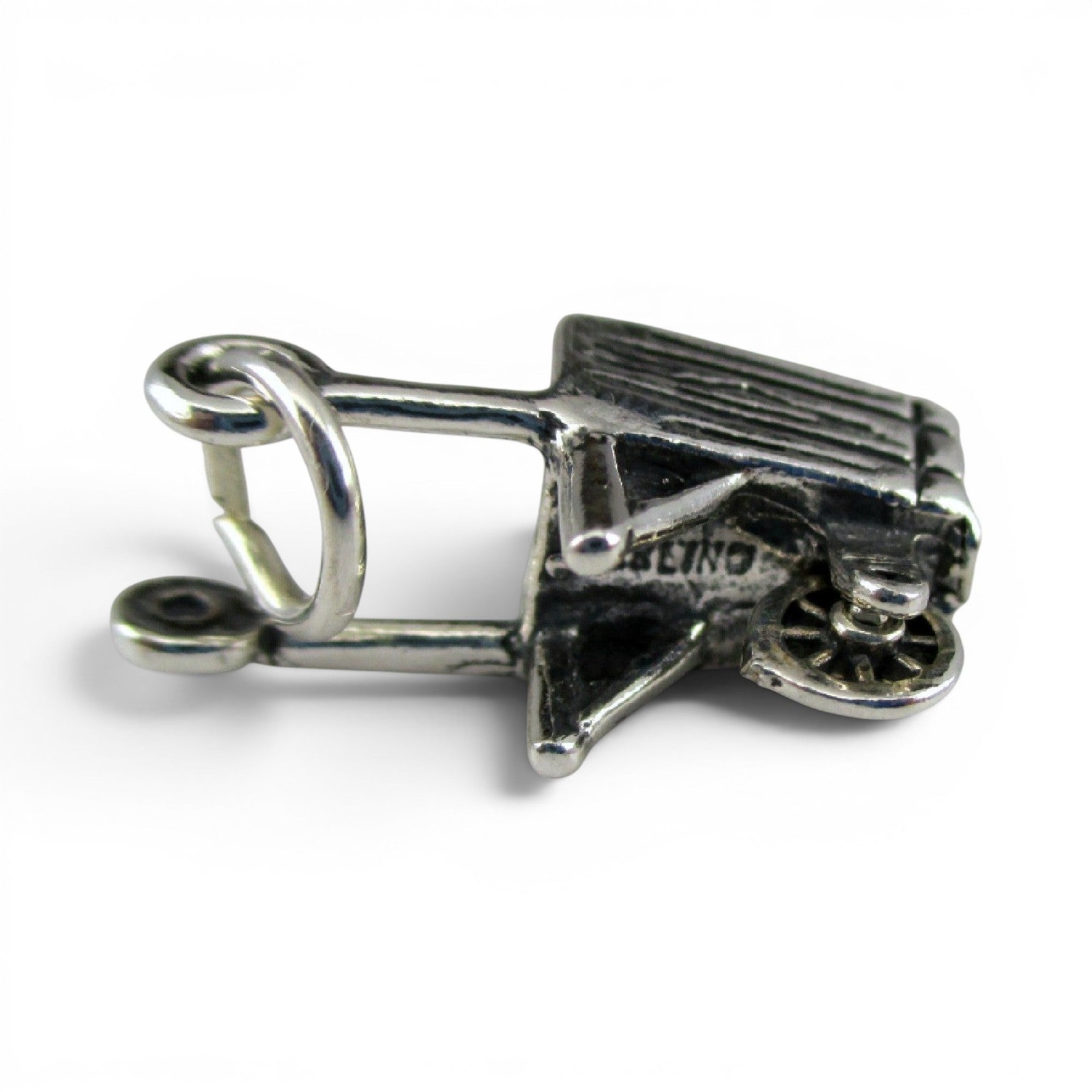 Sterling Silver or Gold Vermeil Wheelbarrow Charm for Bracelet 3D Gardener Gift