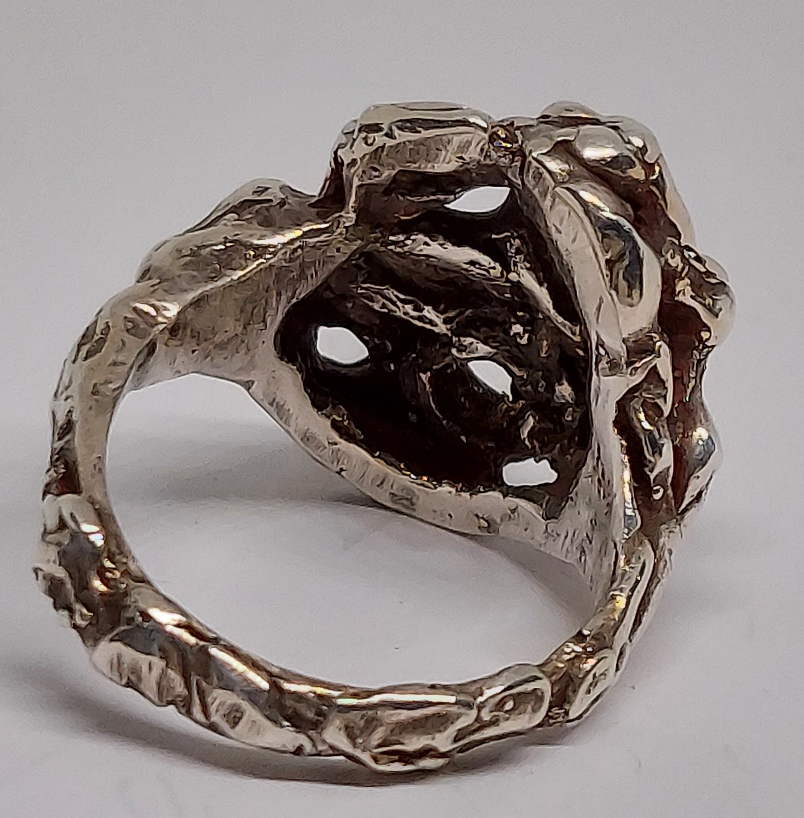Vintage Brutalist Modernist RING Sterling Silver Handmade size 7.5