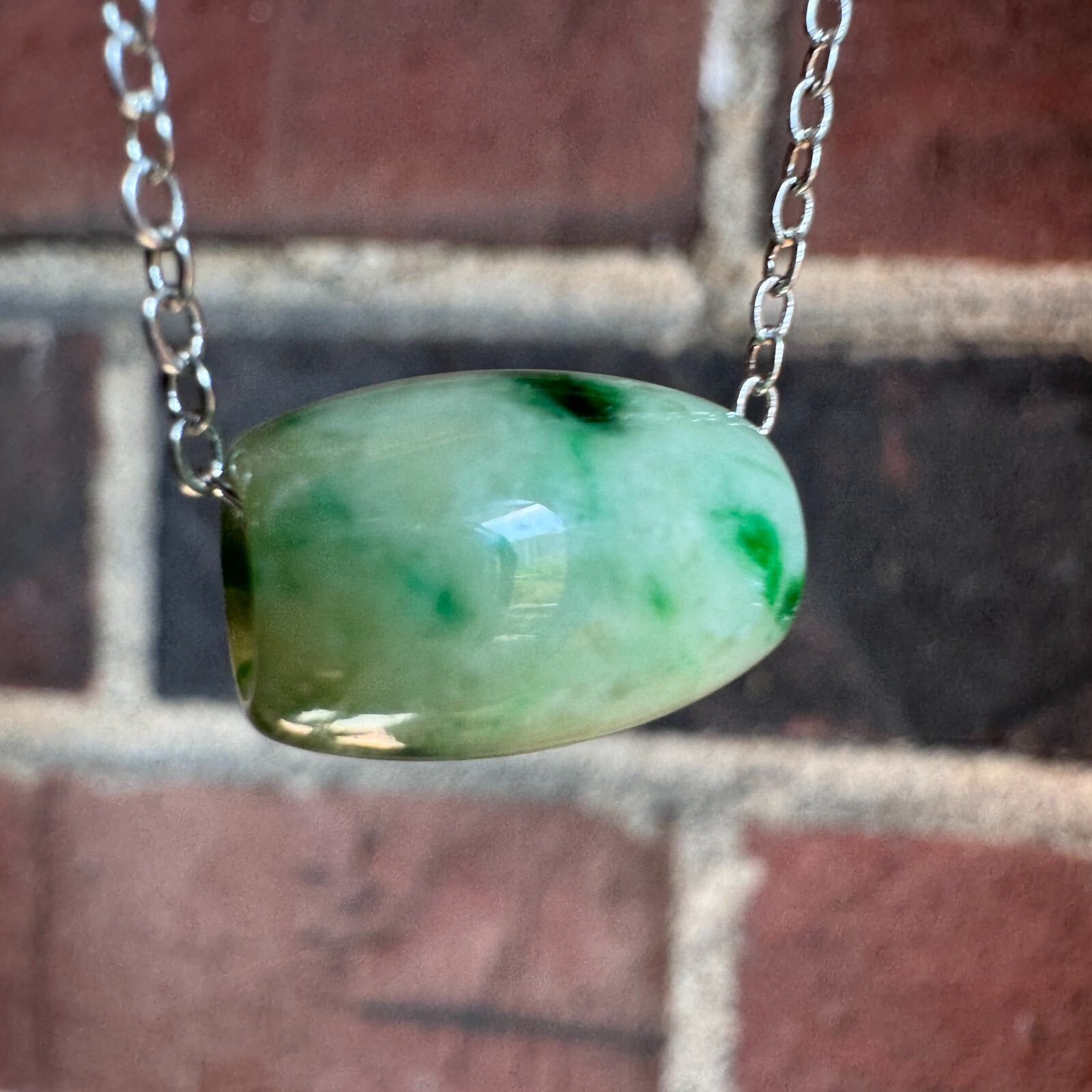 Certified Grade A Burma Jadeite Necklace Transference Bead Design Vivid Green