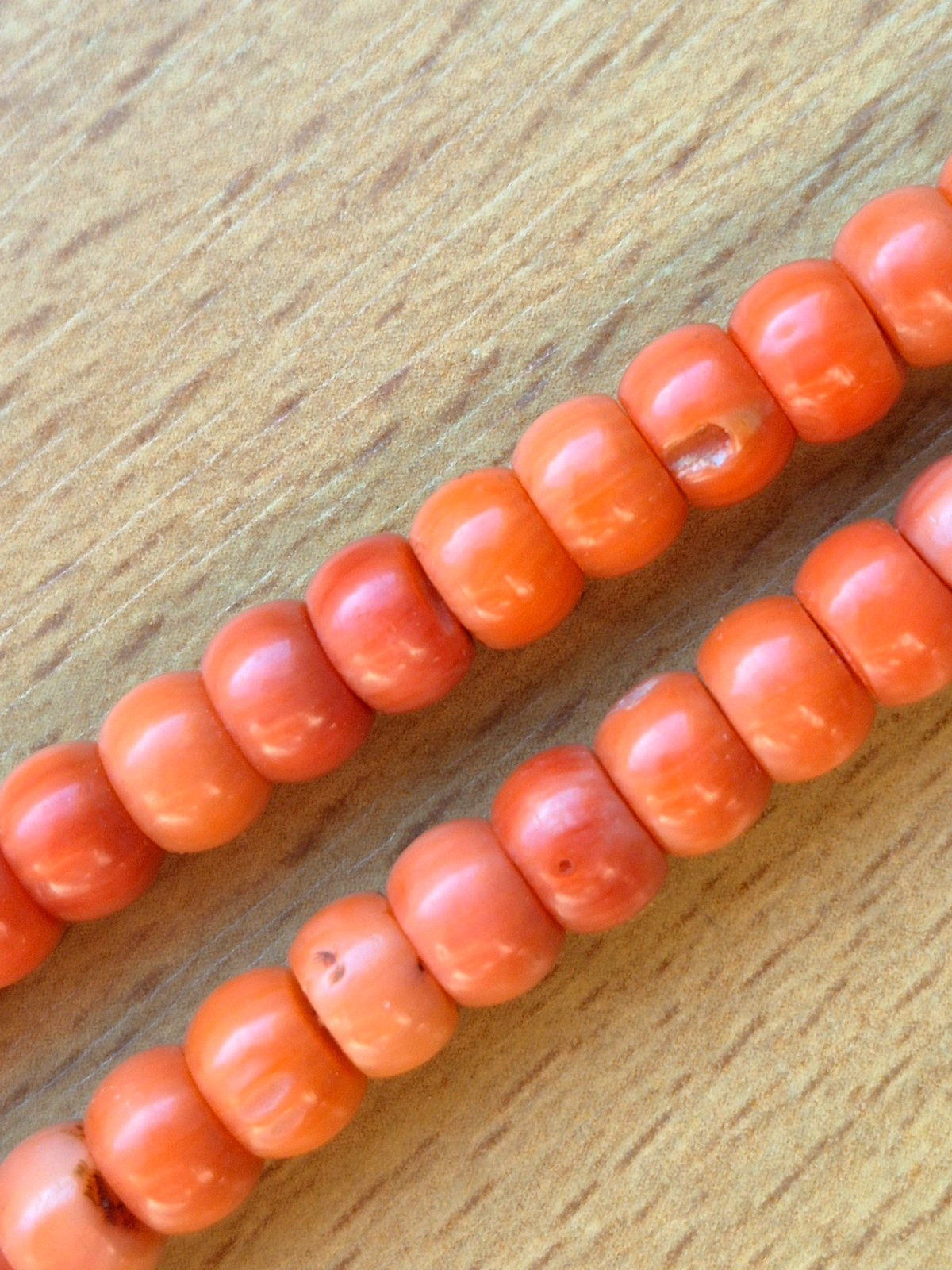 Antique necklace in Ukrainian style made of natural salmon-colored coral 26,2 gr