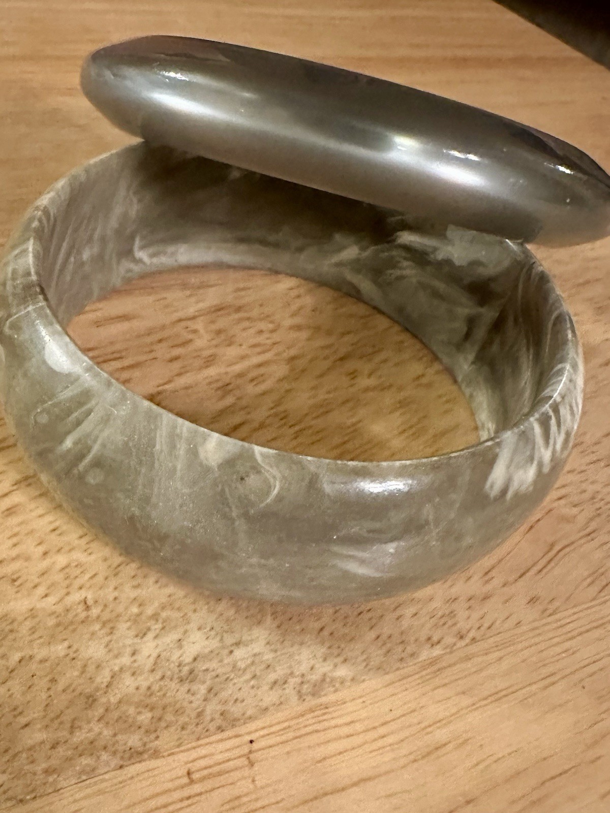 Vintage Two Lucite Bangle Bracelets. One Wide Chunky. One Moon Glow.
