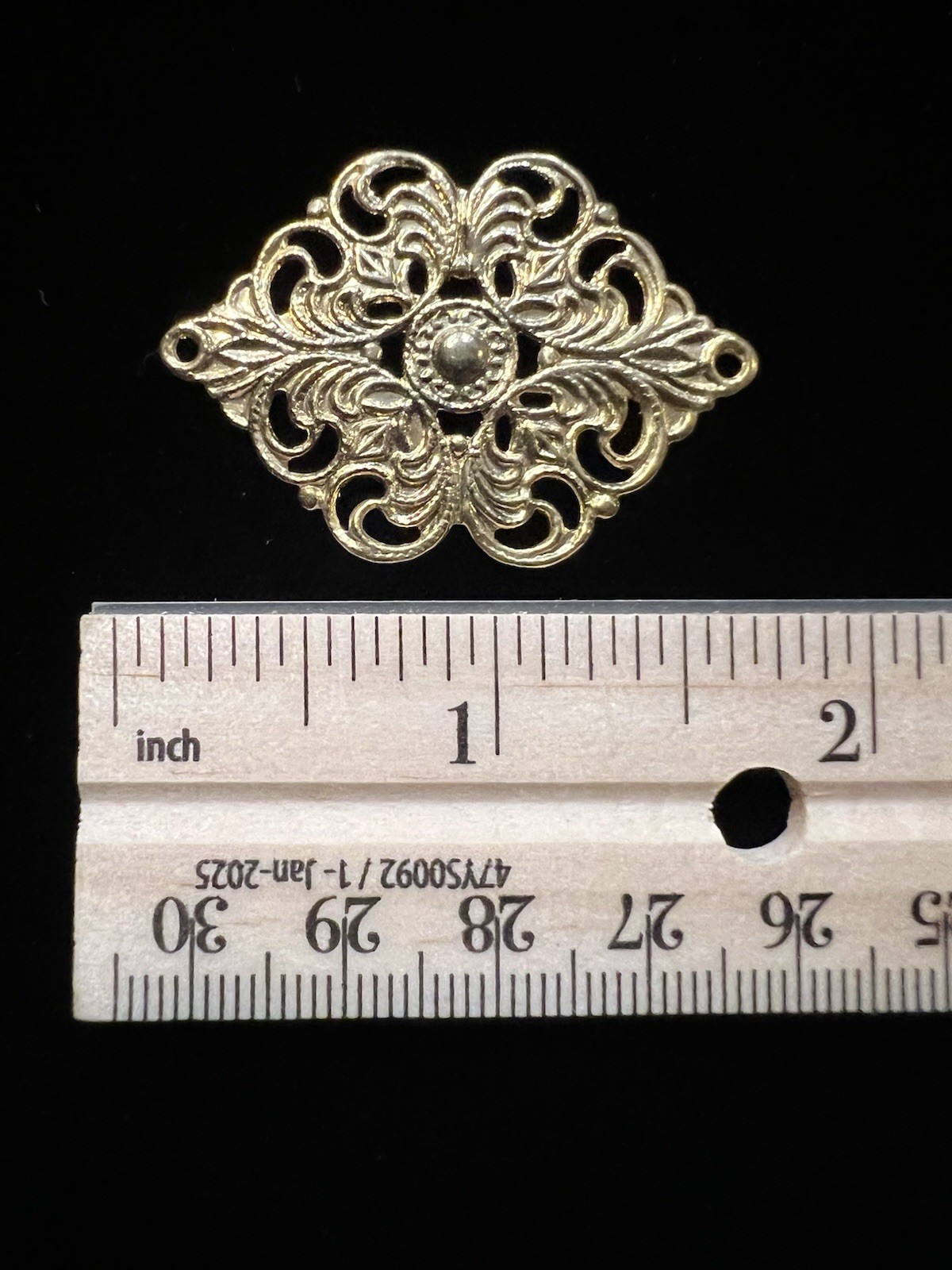 Vintage Filigree 22K Gold Plated Brass Stamping for Jewelry/Craft/Decoration NOS