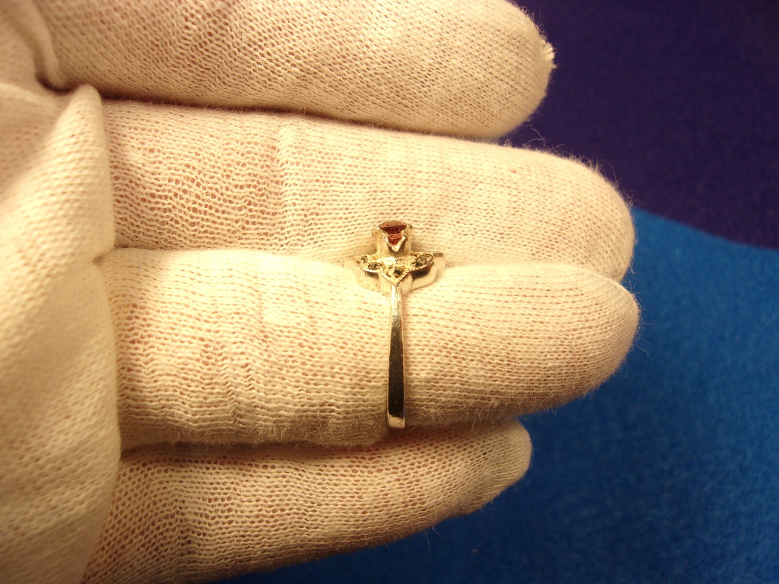 #4 of 6, SUPERB OLDER VTG LADY’S STERLING SLVER, ORANGE GARNET & MARCASITE RING