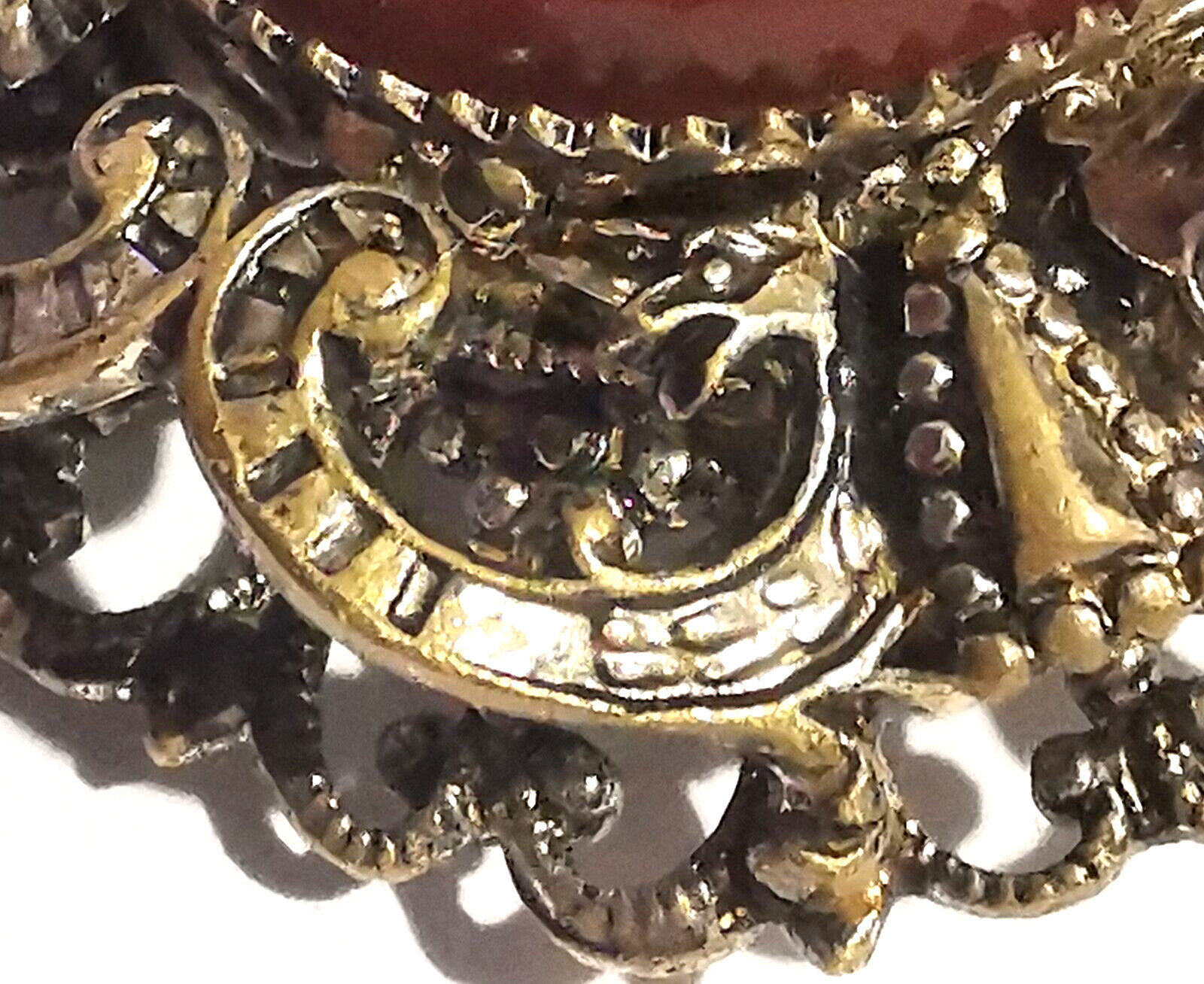 Vintage Czech Brown Glass Brooch Pin Silvered Brass Ornaments Dragon Handmade