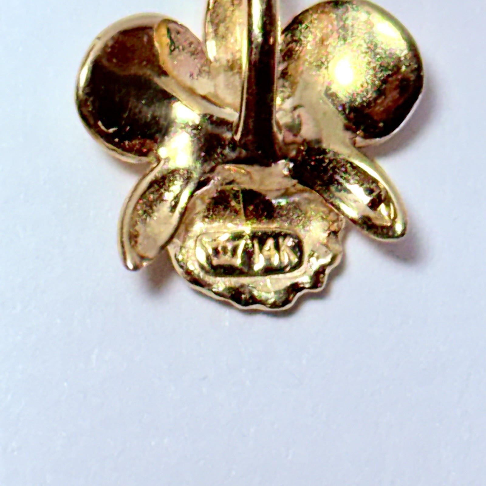 Sultan Hawaii Na Hoku 14K Yellow Gold Orchid Flower 13mm Pendant Charm 1.30g