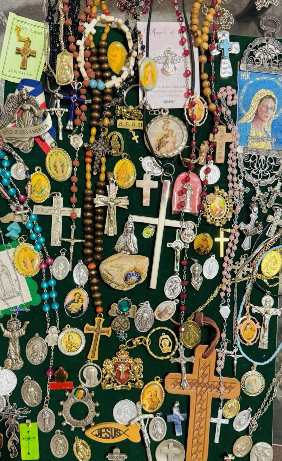 Vintage Modern Religious Cross Necklace Jewelry Lot 120+ Italy Germany Bethlehem