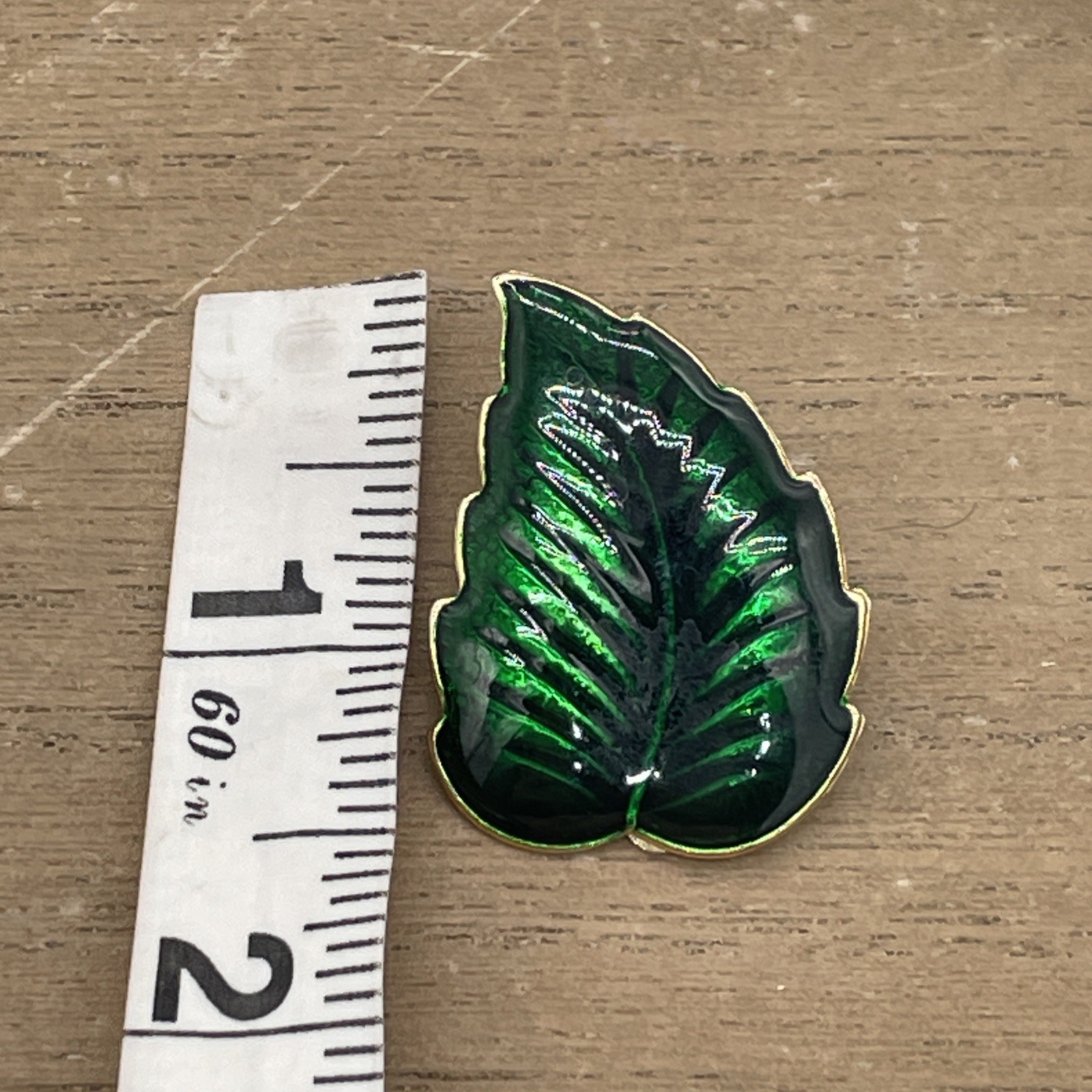 Vintage Dark Green Leaf Shaped Earrings With Clip-On Closure & Gold Colored Back