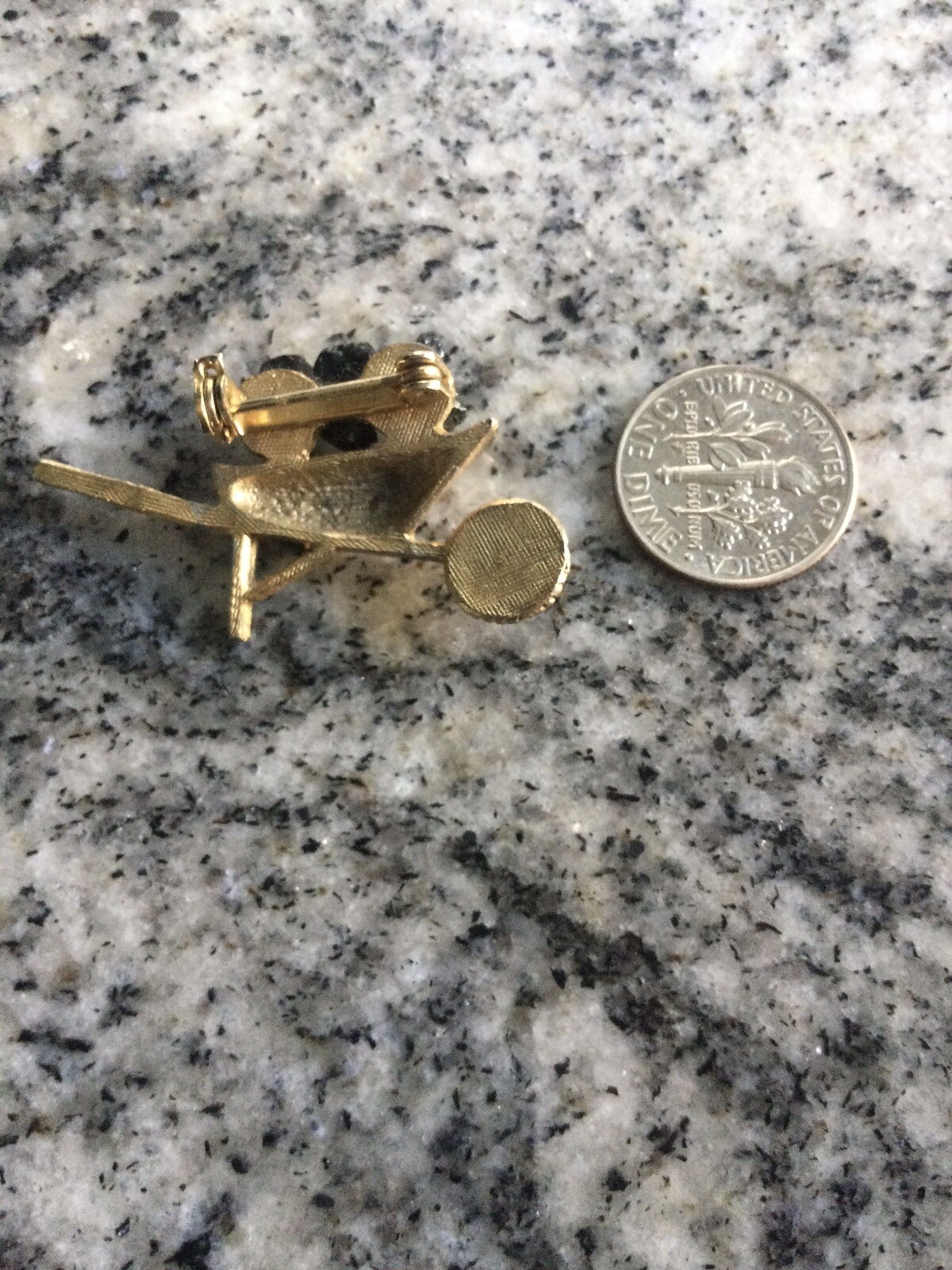Vintage Tiny Coal in a Wheelbarrow Brooch