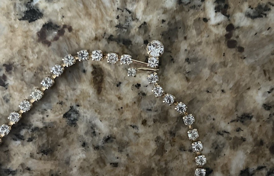 Vintage Clear Crystal Pearl Gold Tone Cascading Collar Beaded Garland Necklace