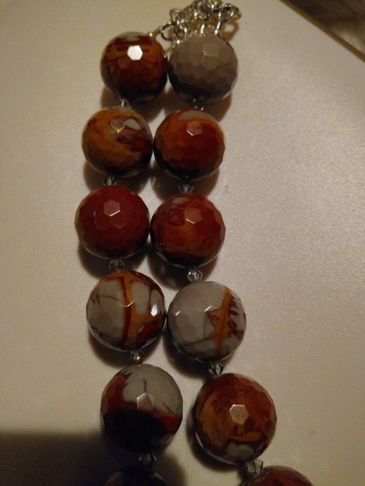 Natural Polychrome Jasper Polished Faceted Necklace Statement Heavy Pretty