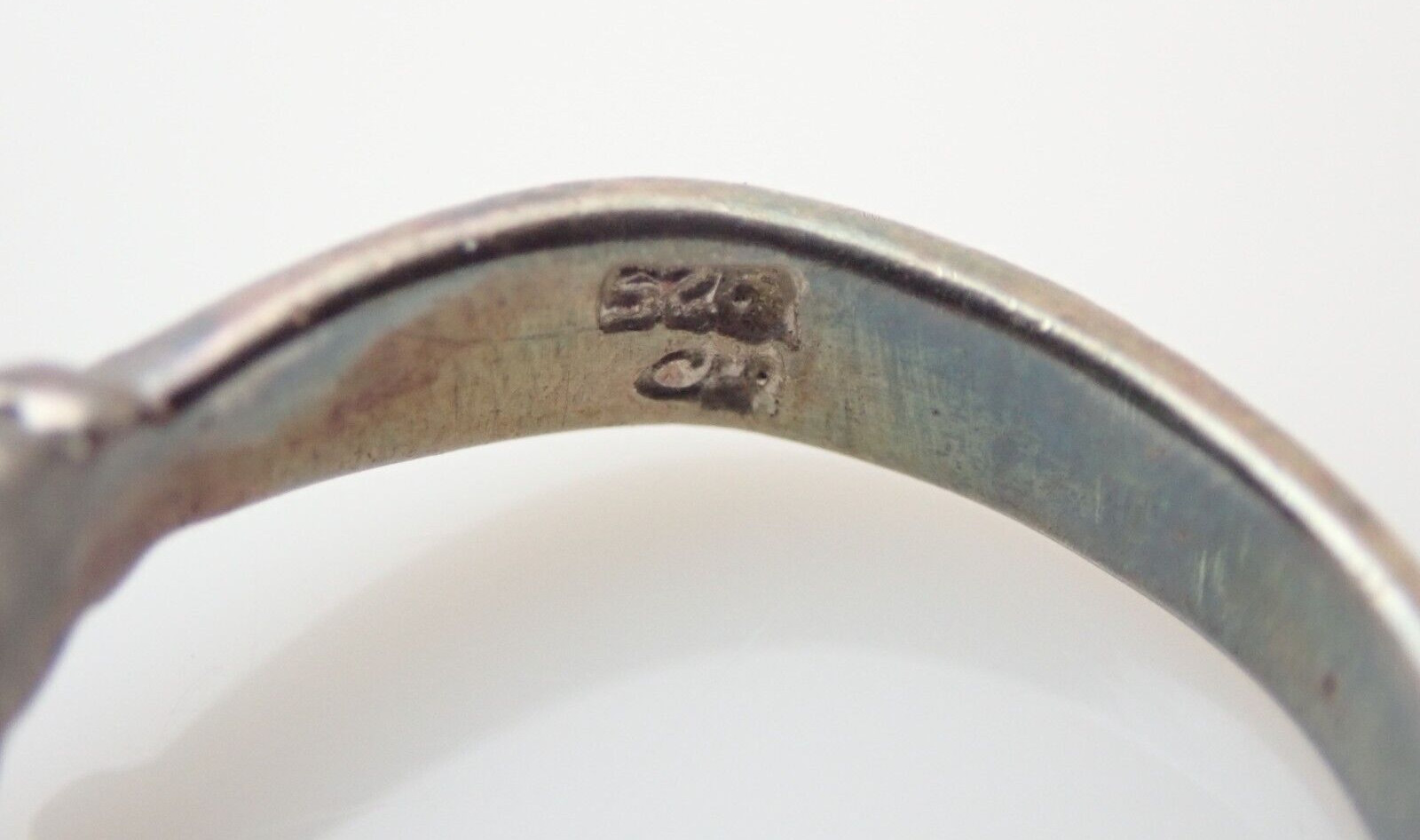 Vintage CW Designer Signed Turquoise Sterling Silver Band Ring Sz 6.5