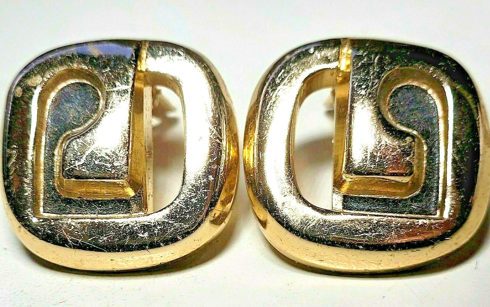 Classy Orena Paris Gold Tone Clip On Earrings-Black Enamel-Made in France