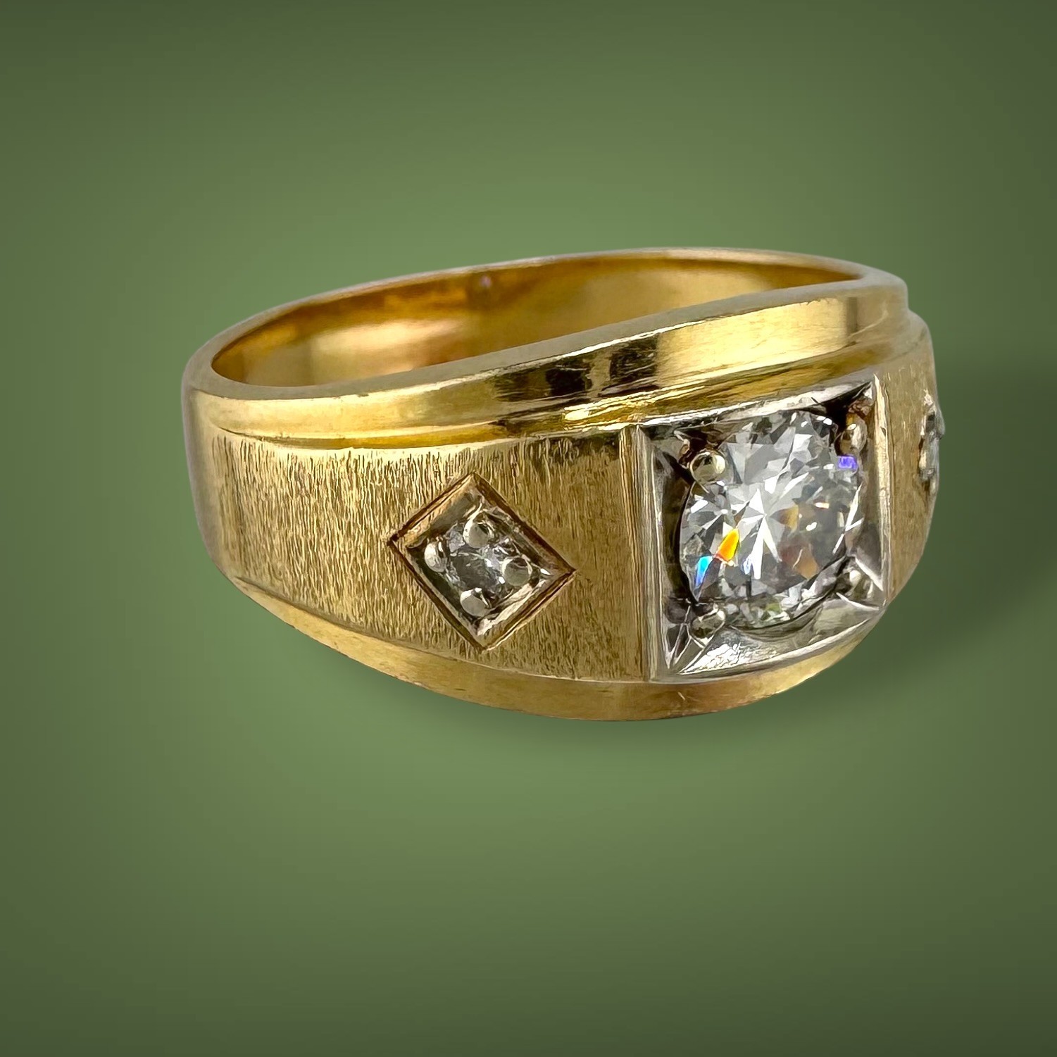 Vintage Circa 1950s–1960s 14K Yellow Gold 0.80ct Old European Cut Diamond Ring