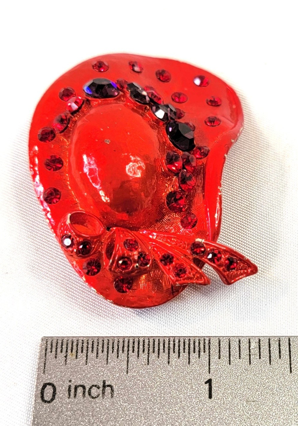Ladies Fancy Red Hat Society Pin Brooch Rhinestone Ribbon Bow Grandma Princess
