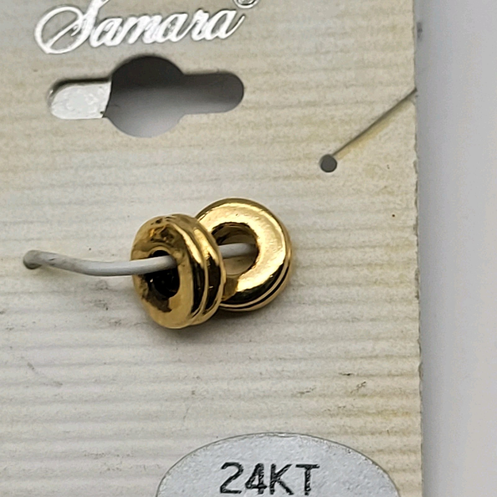 vintage gold plated spacer beads for slide charm bracelet on card