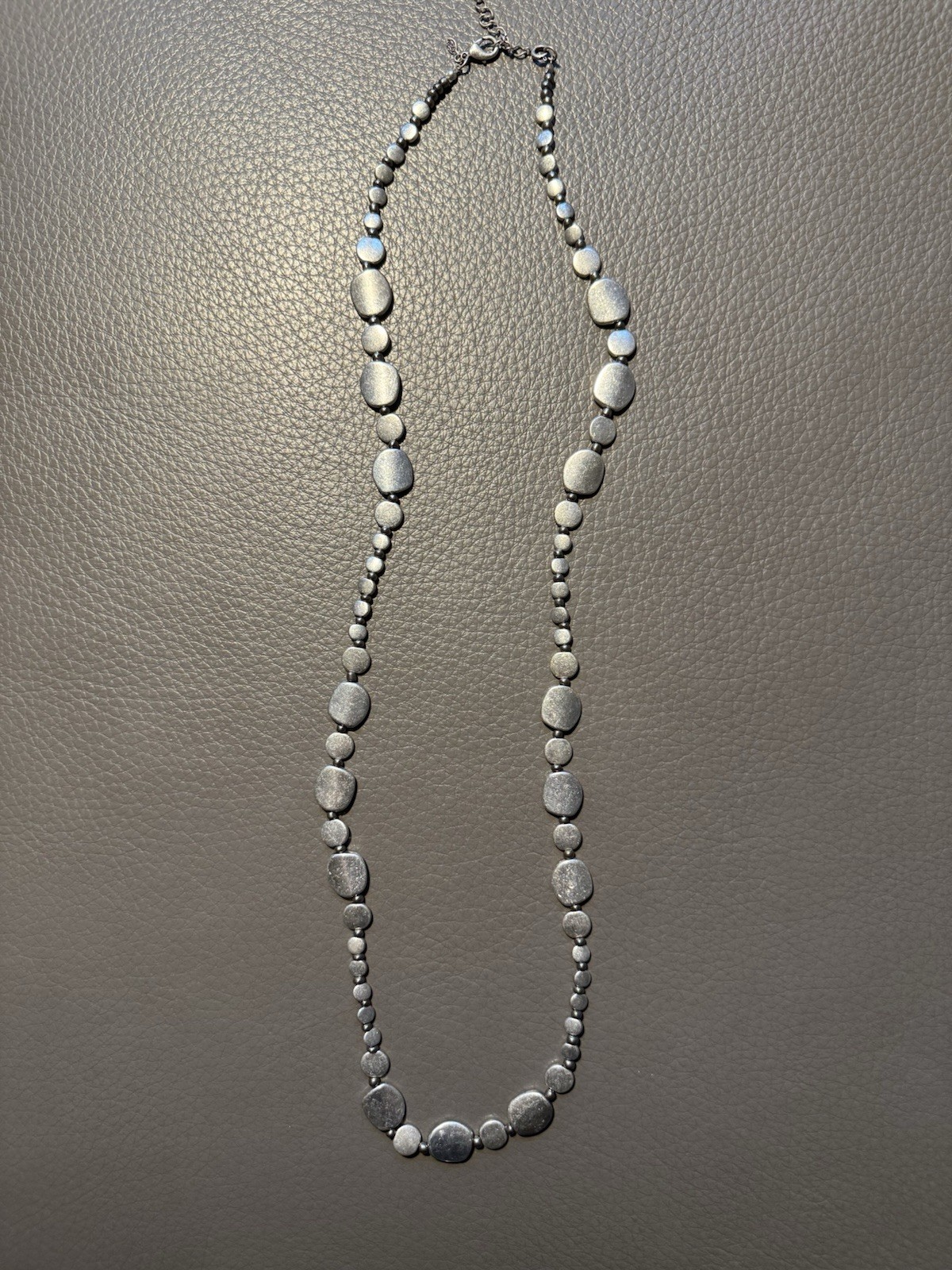 Vintage Designer Silver tone 36” Aluminum Necklace