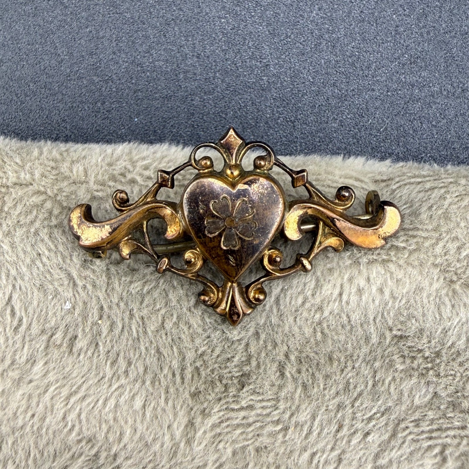 Vintage Victorian Pocket Watch Chain Brooch Gold Filled Heart